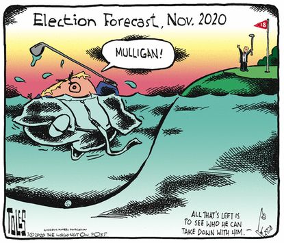 Political Cartoon U.S. Trump 2020 polls mulligan