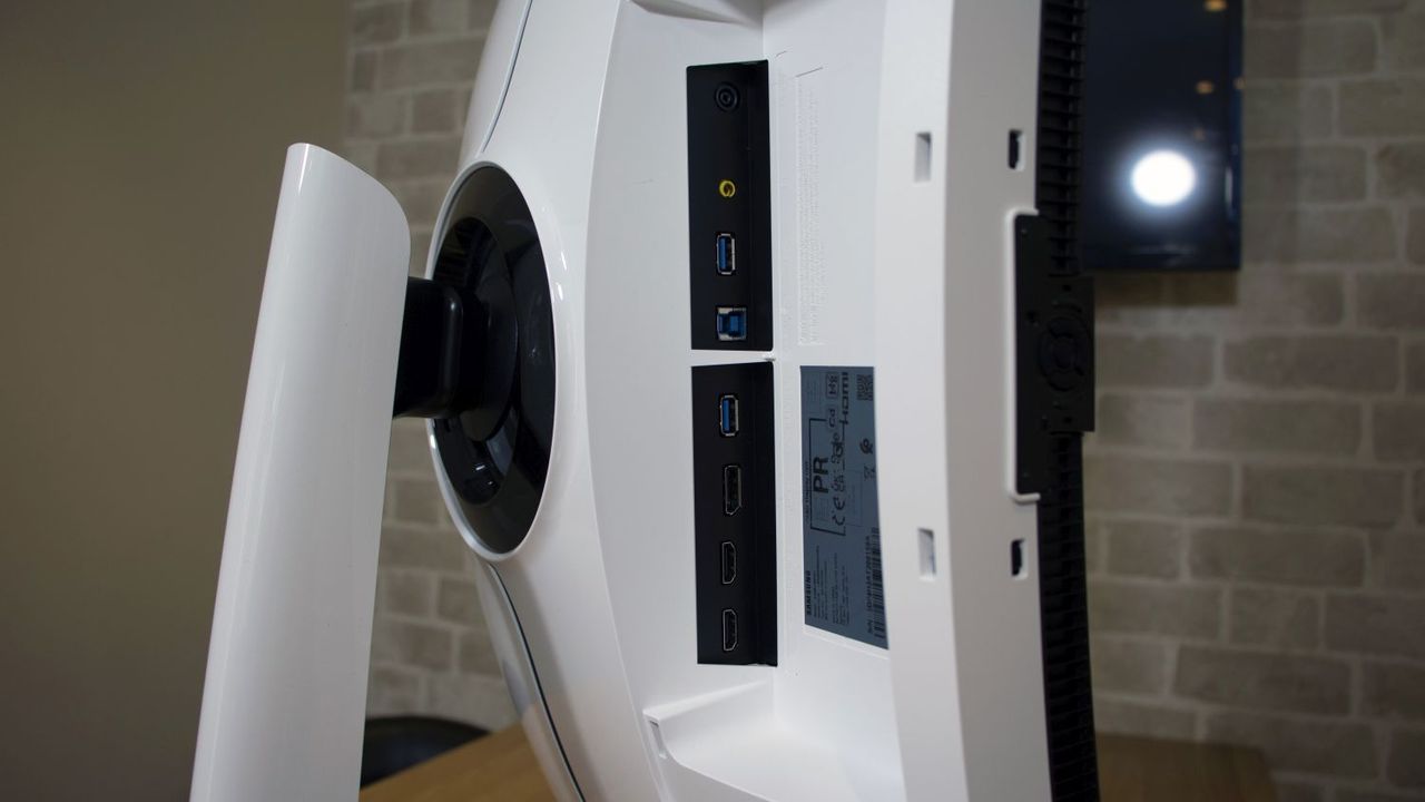 A closeup of the Samsung Odyssey Neo G8's ports