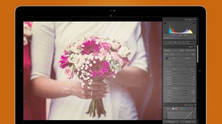 Hands holding a bunch of flowers in a Lightroom preset