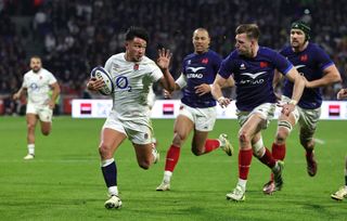 Six Nations: Full Contact Season 2 on Netflix sees all the action from the 2024 tournament (above with England's Marcus Smith against France)