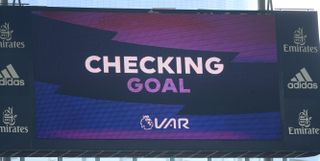 VAR checks a possible Arsenal goal against Burnley