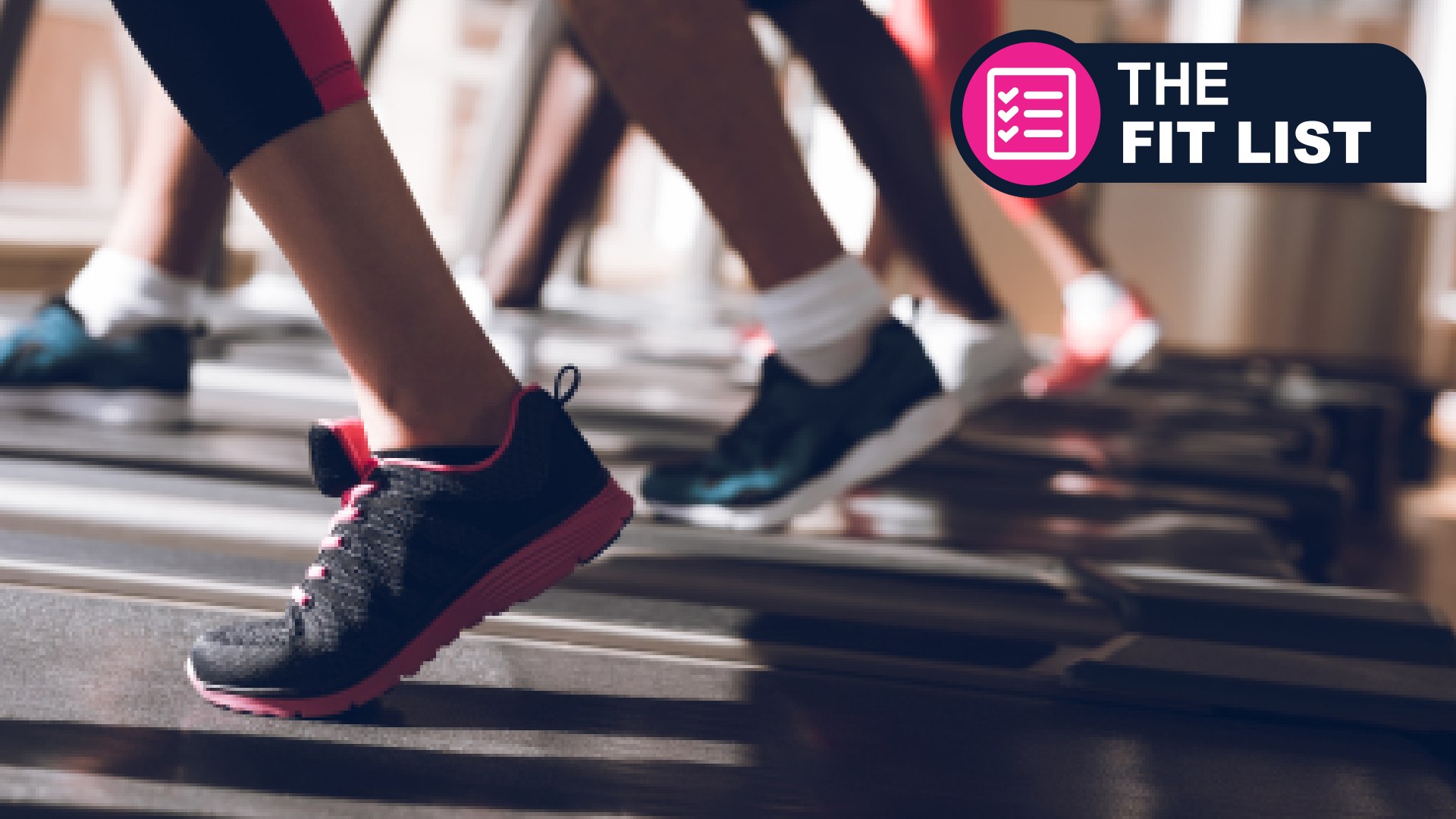 Man running on treadmill with techradar fit list logo in corner