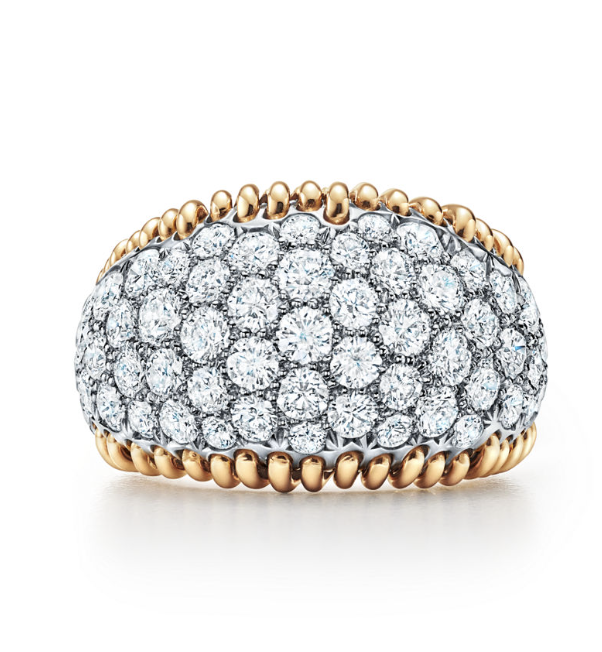 Tiffany & Co., Stitches Ring in Gold and Platinum with Diamonds