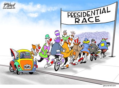 Political Cartoon U.S. 2020 presidential race clowns