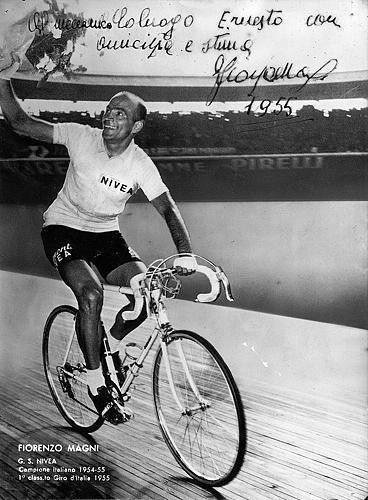 1955: "To my mechanic Colnago Ernesto,