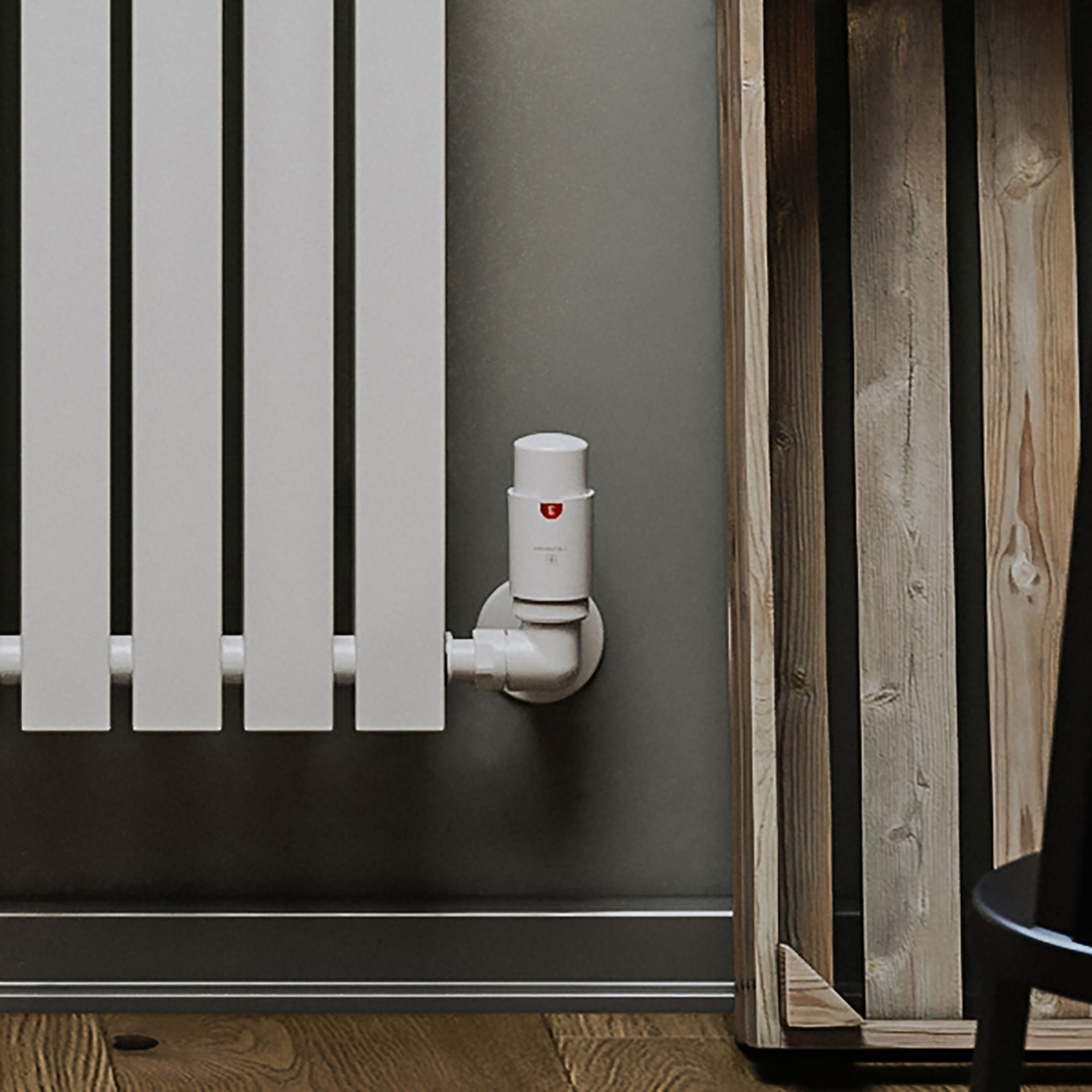 modern white radiator with thermostatic radiator valve