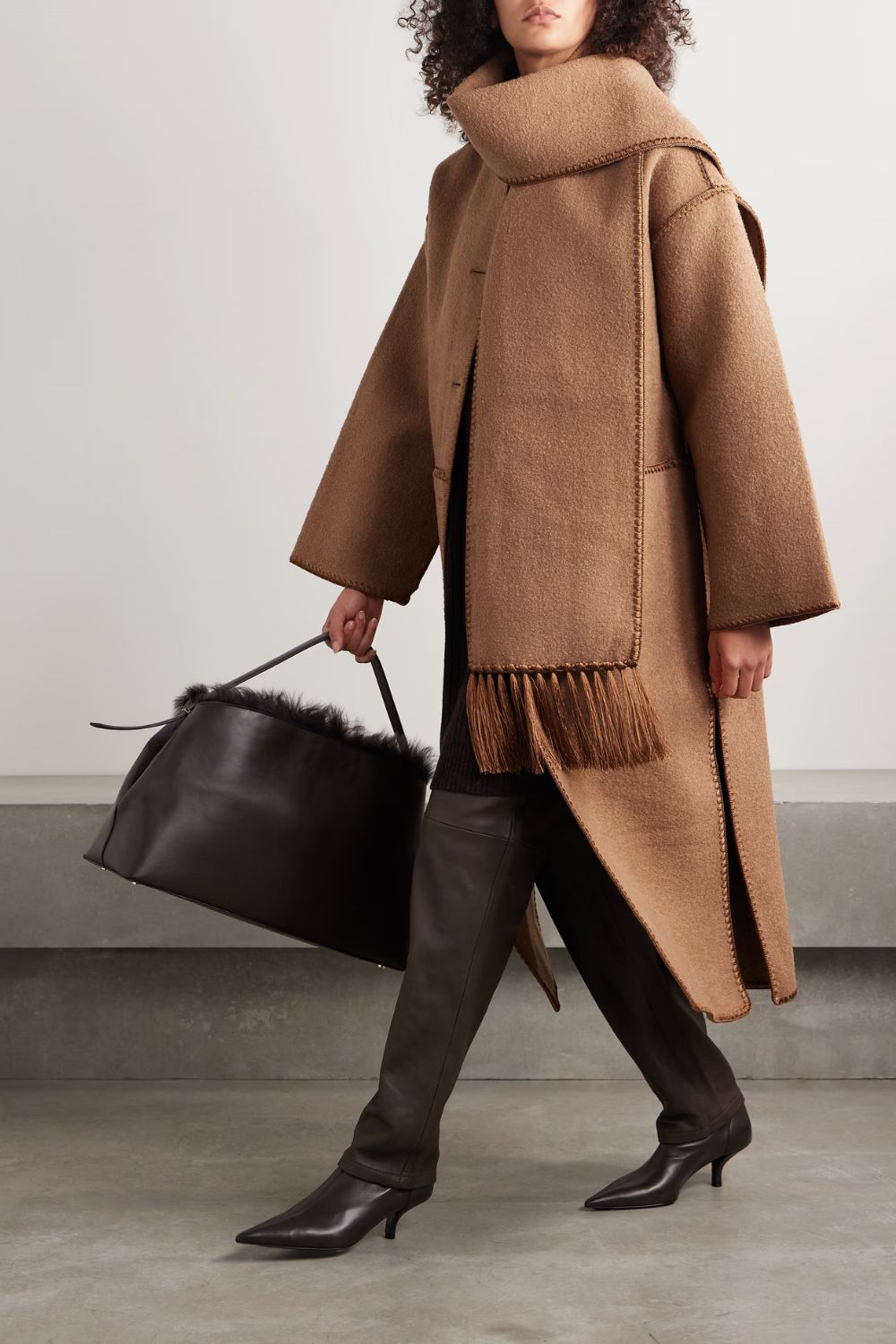 Toteme, Draped Fringed Wool-Blend Bouclé Coat