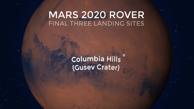 NASA's top three choices to land its Mars 2020 rover are Northeast Syrtis, Jezero crater and Columbia Hills.