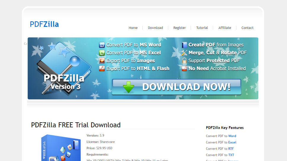 PDFZilla website screenshot