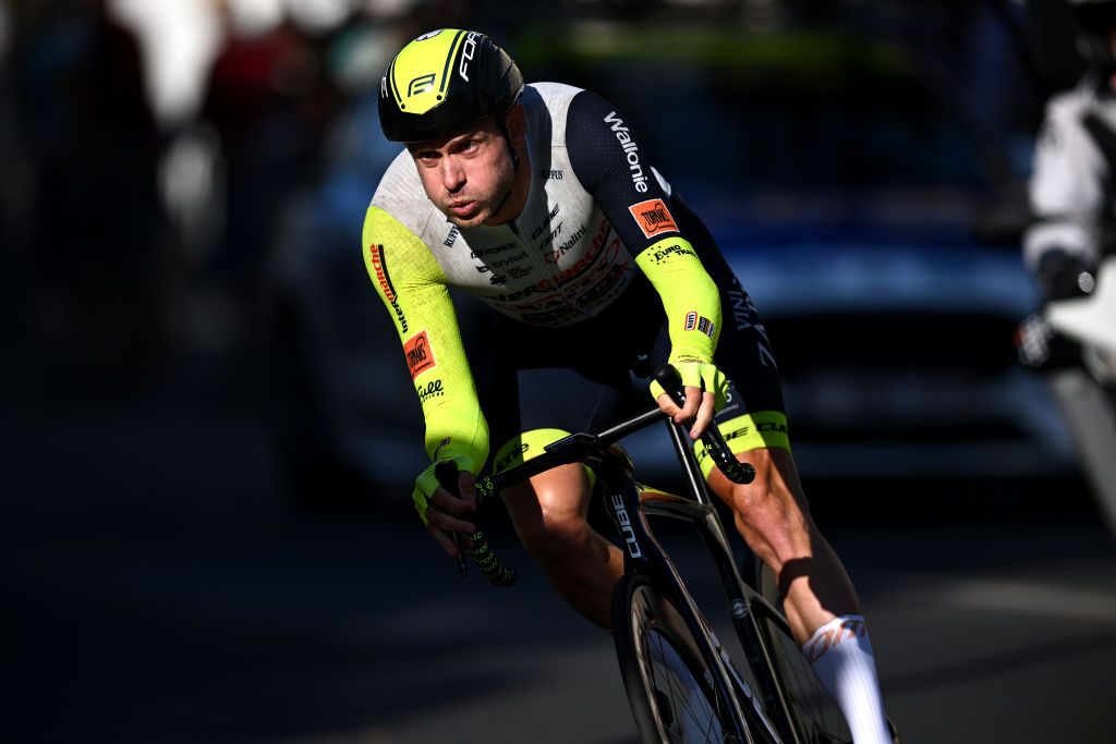 WEIMAR GERMANY AUGUST 24 Alexander Kristoff of Norway and Team Intermarch Wanty Gobert Matriaux sprints during the 37th Deutschland Tour 2022 Prologue a 26km individual time trial from Weimar to Weimar DeineTour on August 24 2022 in Weimar Germany Photo by Stuart FranklinGetty Images