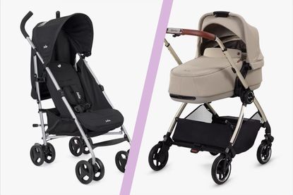 Stroller Vs Pram illustrated by Joie Nitro Stroller and Silver Cross Dune Compact Folding Carrycot