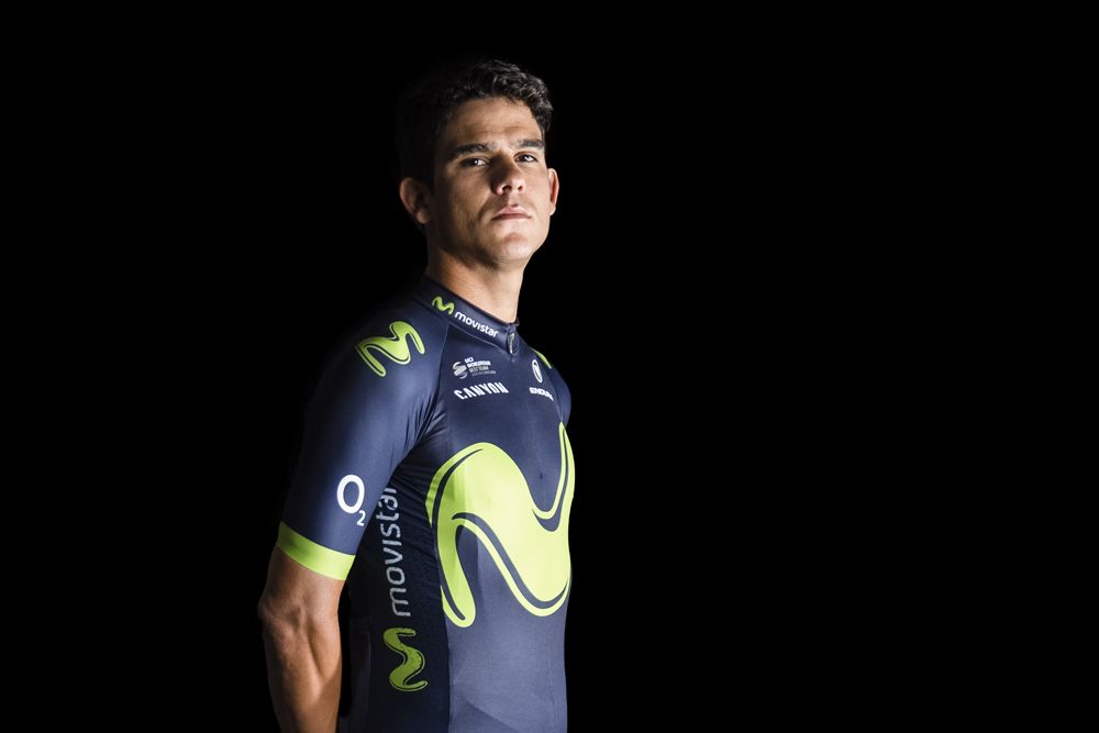 Andrey Amador shows off the 2017 Movistar kit