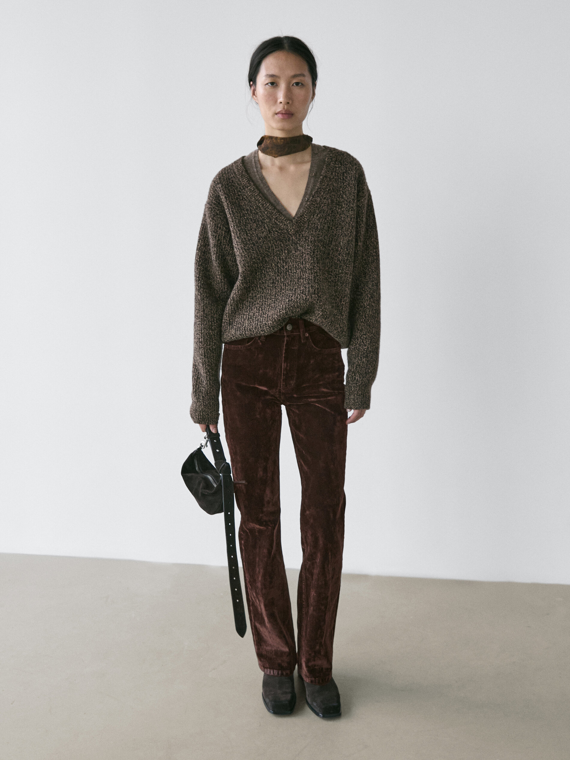 High-Waist Flocked Boot-Cut Jeans