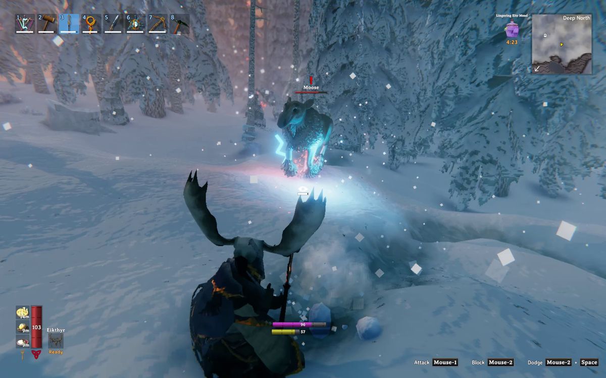 Valheim 1.0 - A moose getting ready to charge a player