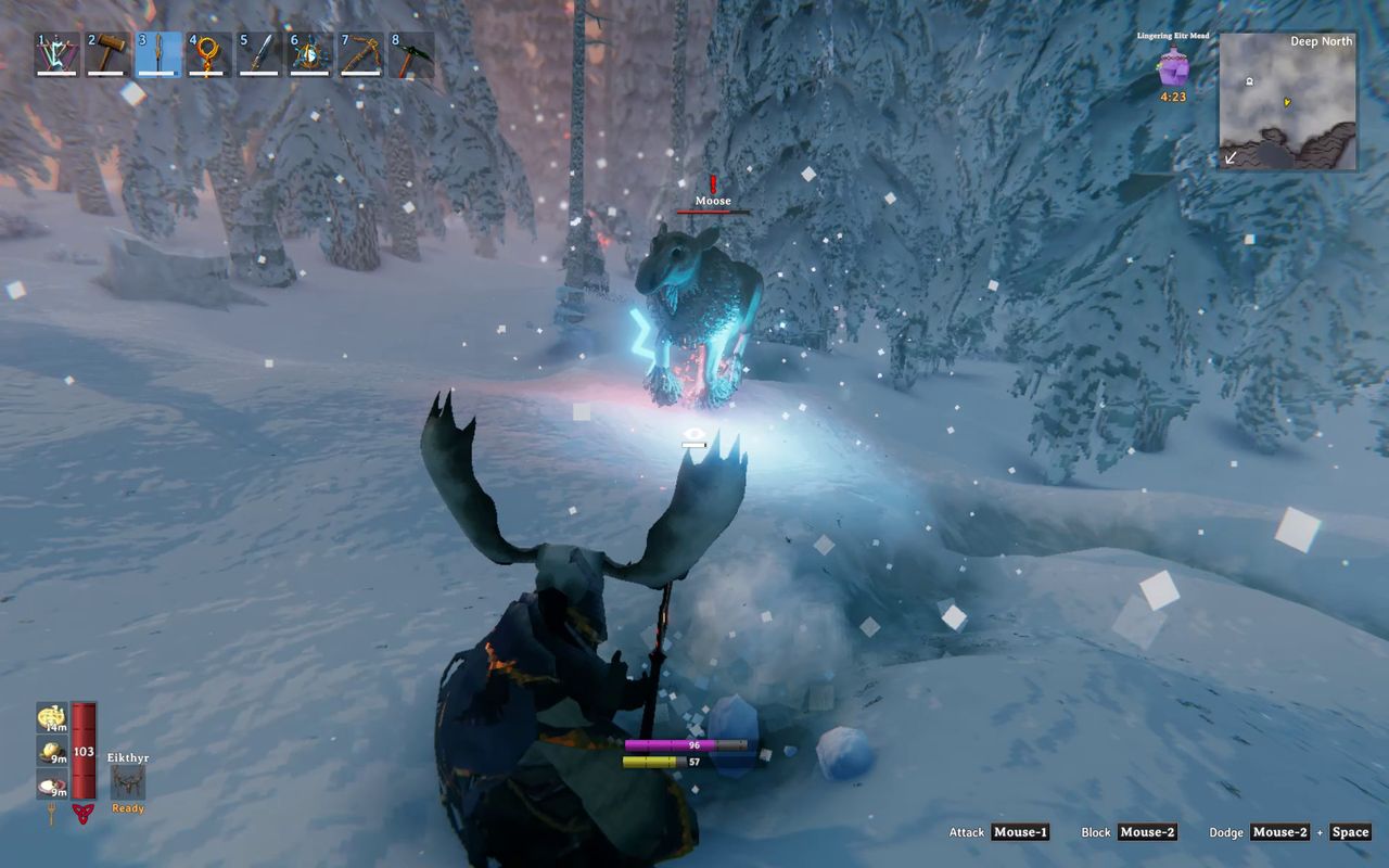 Valheim 1.0 - A moose getting ready to charge a player