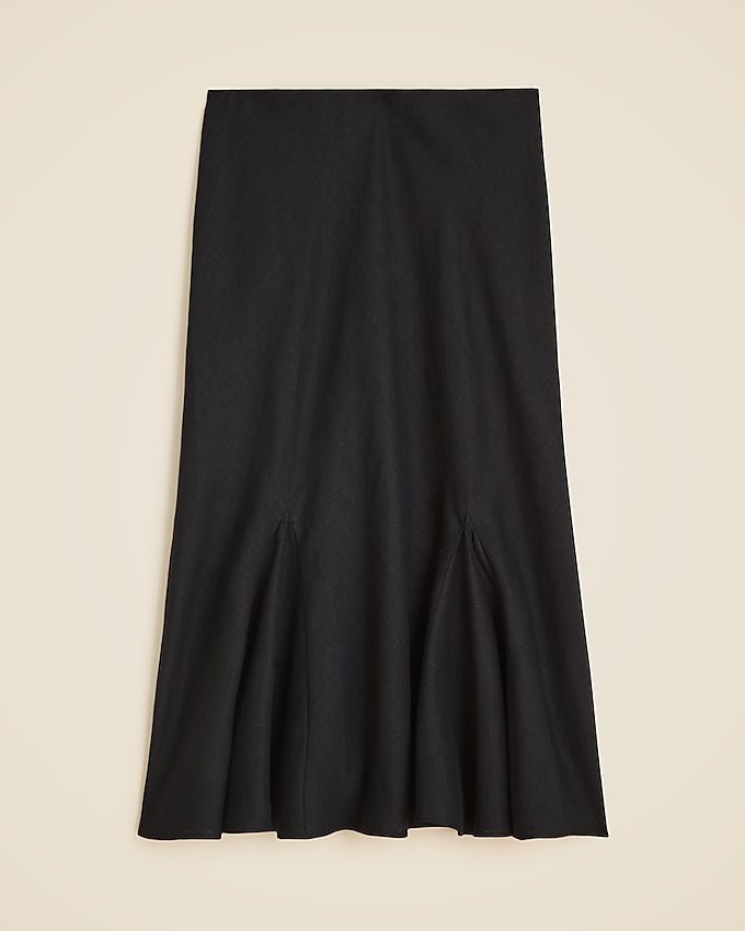 Gwyneth Flounce-Hem Slip Skirt in Linen