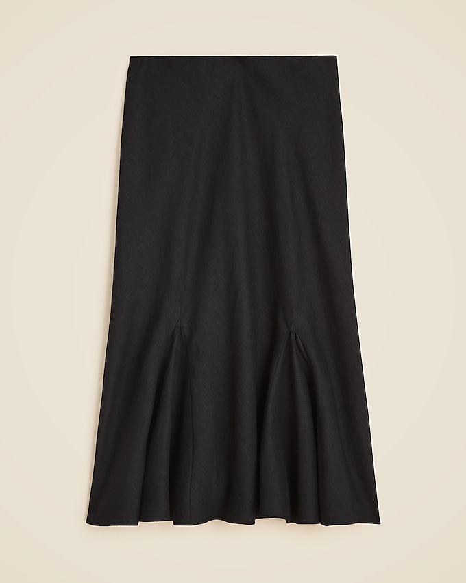 Gwyneth Flounce-Hem Slip Skirt in Linen