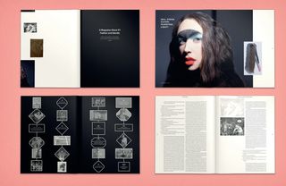 Images and text in A Magazine About are arranged around a flexible grid, which allows designer Johannes Markus Frerichs to treat the diverse contributions individually but also with consistency