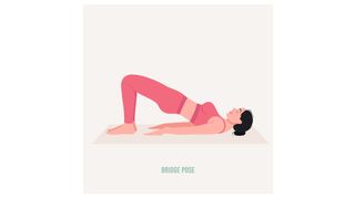 Illustration of woman doing the bridge pose as part of pelvic floor yoga
