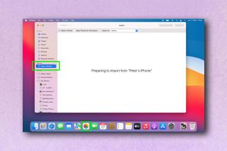 Screenshots showing how to transfer images from iPhone to Mac