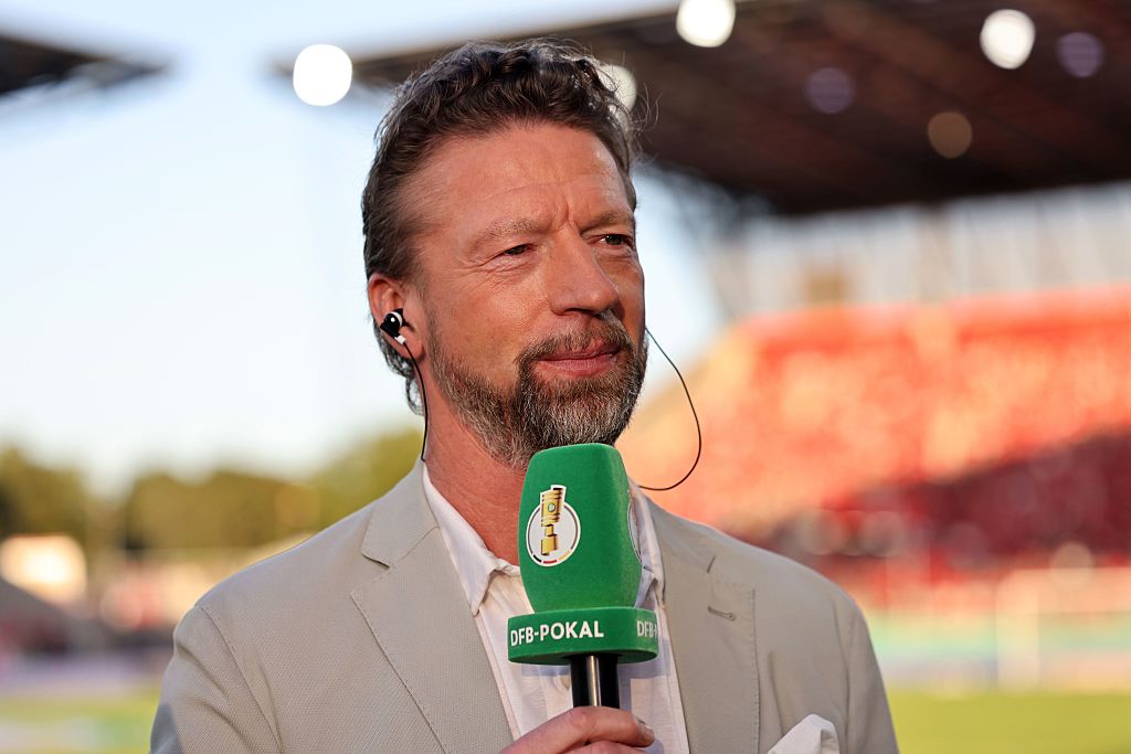 ESSEN, GERMANY - AUGUST 18: Steffen Freund, former player of Dortmund is seen prior to the DFB Cup match between Rot-Weiss Essen and Borussia Dortmund at Stadion an der Hafenstrasse on August 18, 2025 in Essen, Germany. (Photo by Christof Koepsel/Getty Images)