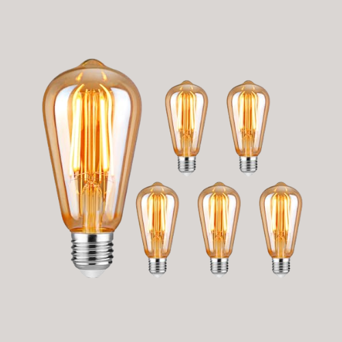 Uchrolls Edison Light Bulbs E27 Base, St58 Vintage Warm White 2500k, Filament Clear Led Bulb, 700lm 6w (equivalent to 60w), Non-Dimmable, Pack of 5