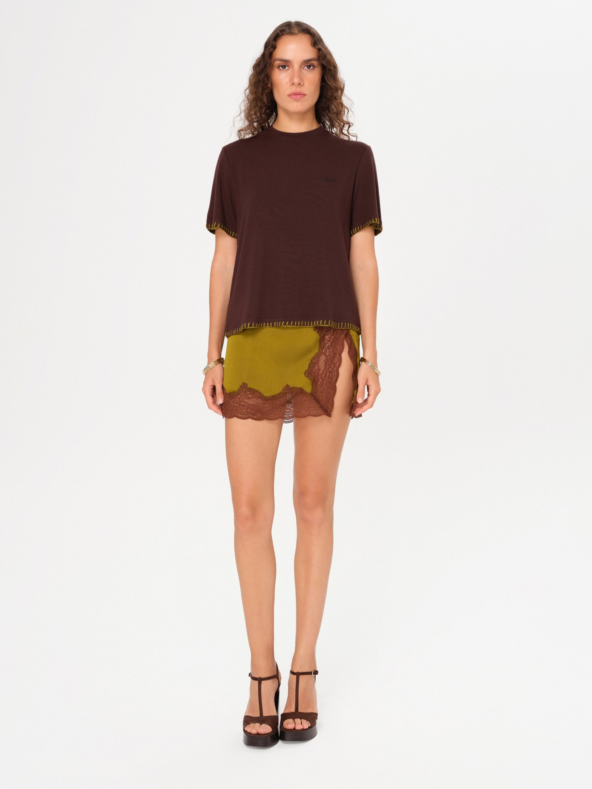 Niera - Lace-Trimmed Mini Skirt