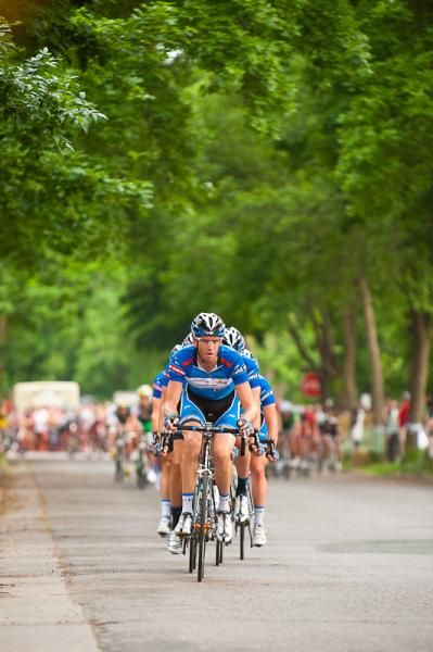 Rory Sutherland (United Healthcare Pro Cycling) leads the field in pursuit of the break