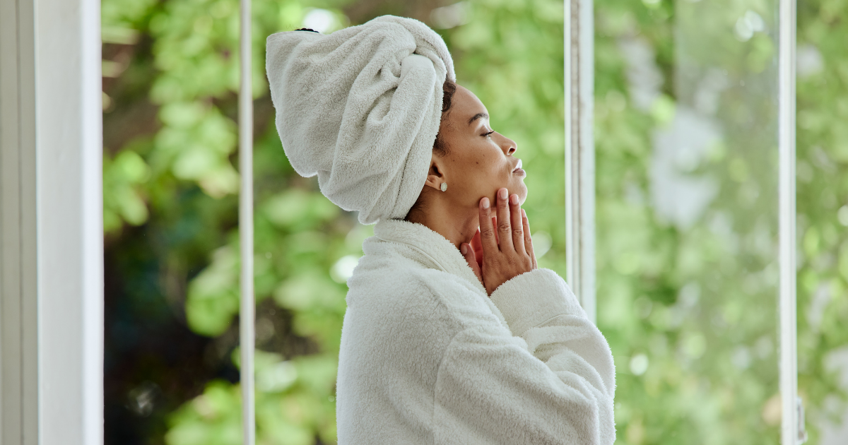 Lymphatic drainage massage Woman, ready or start day with self love, beauty and fresh in hotel, apartment or spa