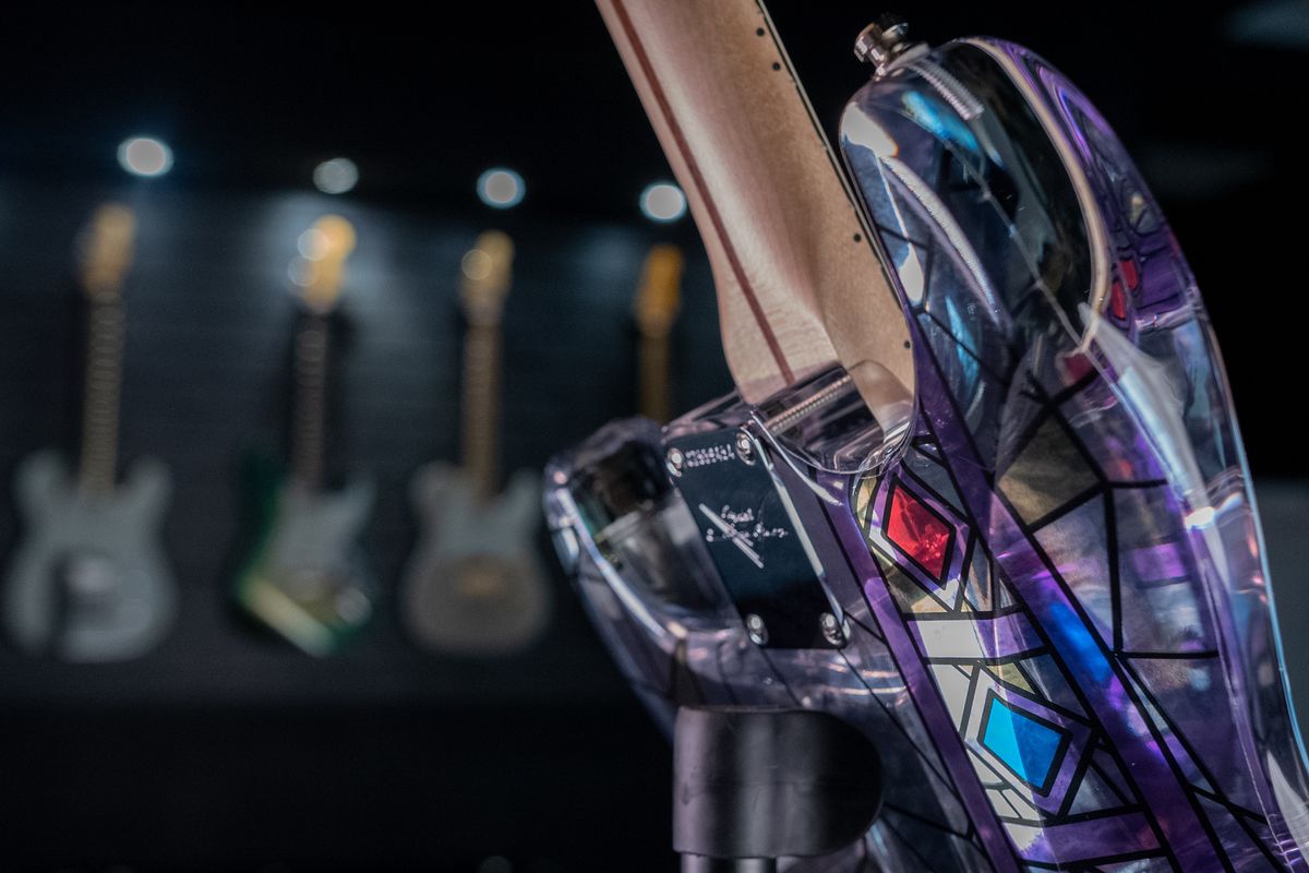 A custom-built stained glass Fender Stratocaster, played by H.E.R. during a live-action performance of Beauty and the Beast
