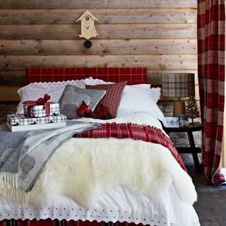 log cabin style bedroom