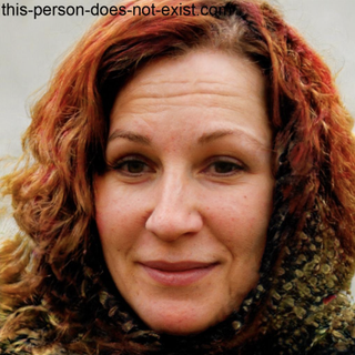 An AI-generated image of a woman with hair that fades from red at the top to a green seaweed-like texture at the bottom.