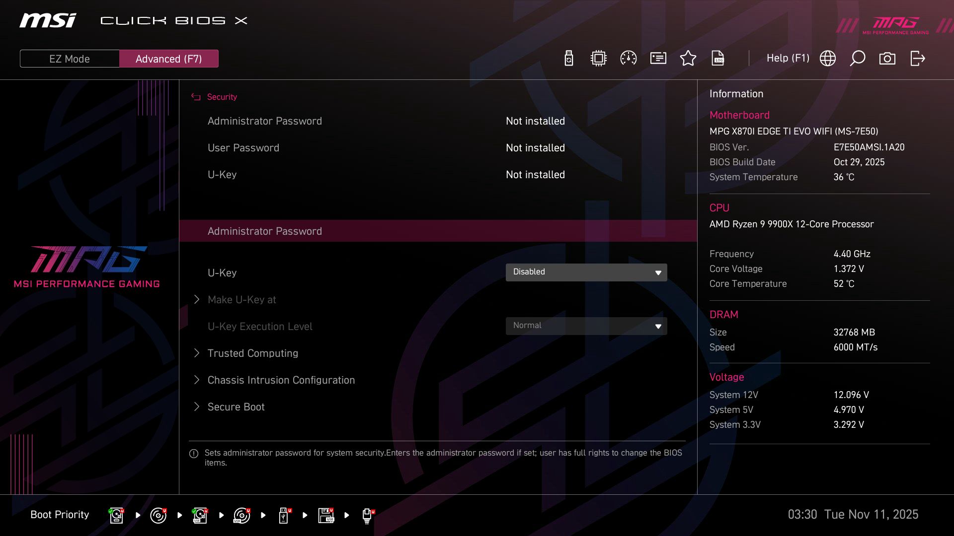 MSI X870I Edge Ti Evo Wifi - BIOS