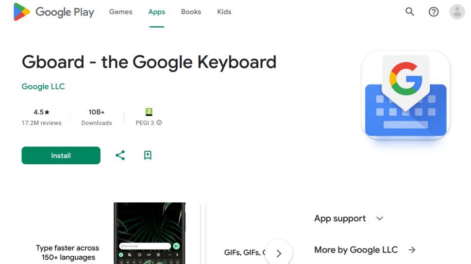Google Gboard website screenshot (August 2025).