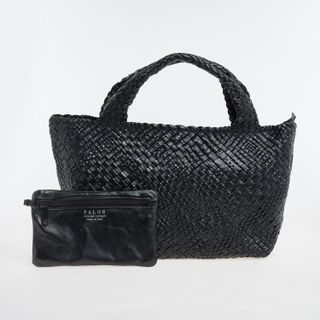 Black woven leather tote bag from Falor