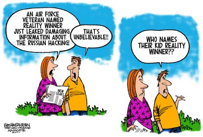 Political cartoon U.S. Russia leaks Reality Winner