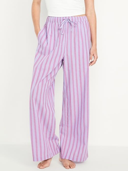 Poplin Wide-Leg Pajama Pants