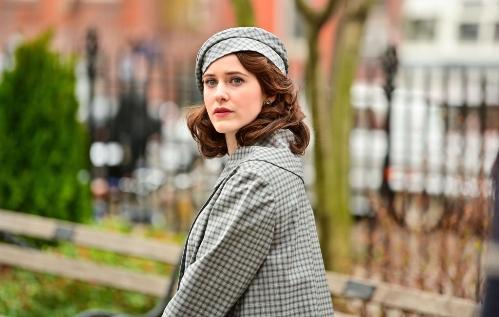 Rachel Brosnahan is seen on the set of &#039;The Marvelous Mrs. Maisel&#039; in Abingdon Square on March 31, 2021 in New York City. Where is Mrs. Maisel filmed?