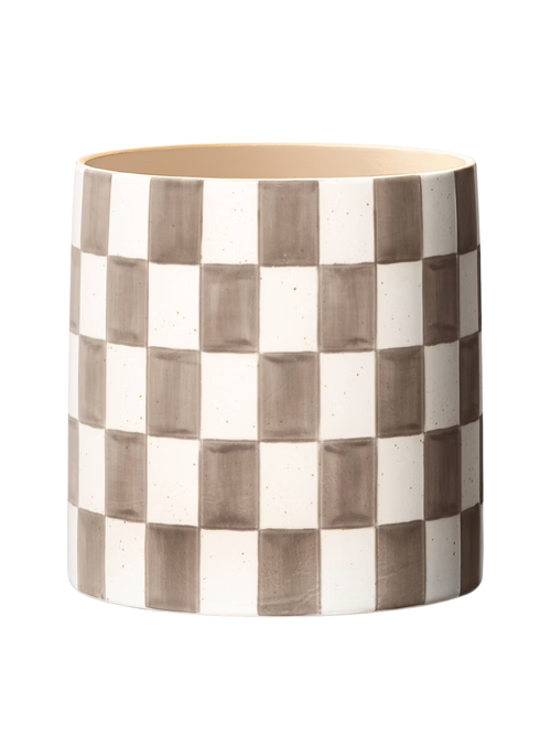 Checker Stoneware Indoor Outdoor Planter Pot