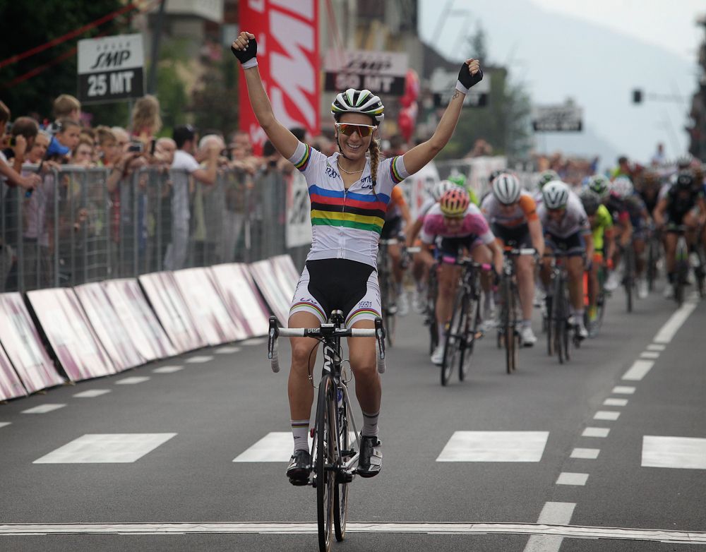 World champion Pauline Ferrand-Pr&eacute;vot (Rabo-Liv) climbed to victory at the first mountaintop finish of the Giro Rosa Wednesday.