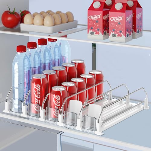 Drink Organizer for Fridge,self Pushing Fridge Drink Organizer,automatic Drink Dispenser for Fridge-Holds Up to 25 Cans