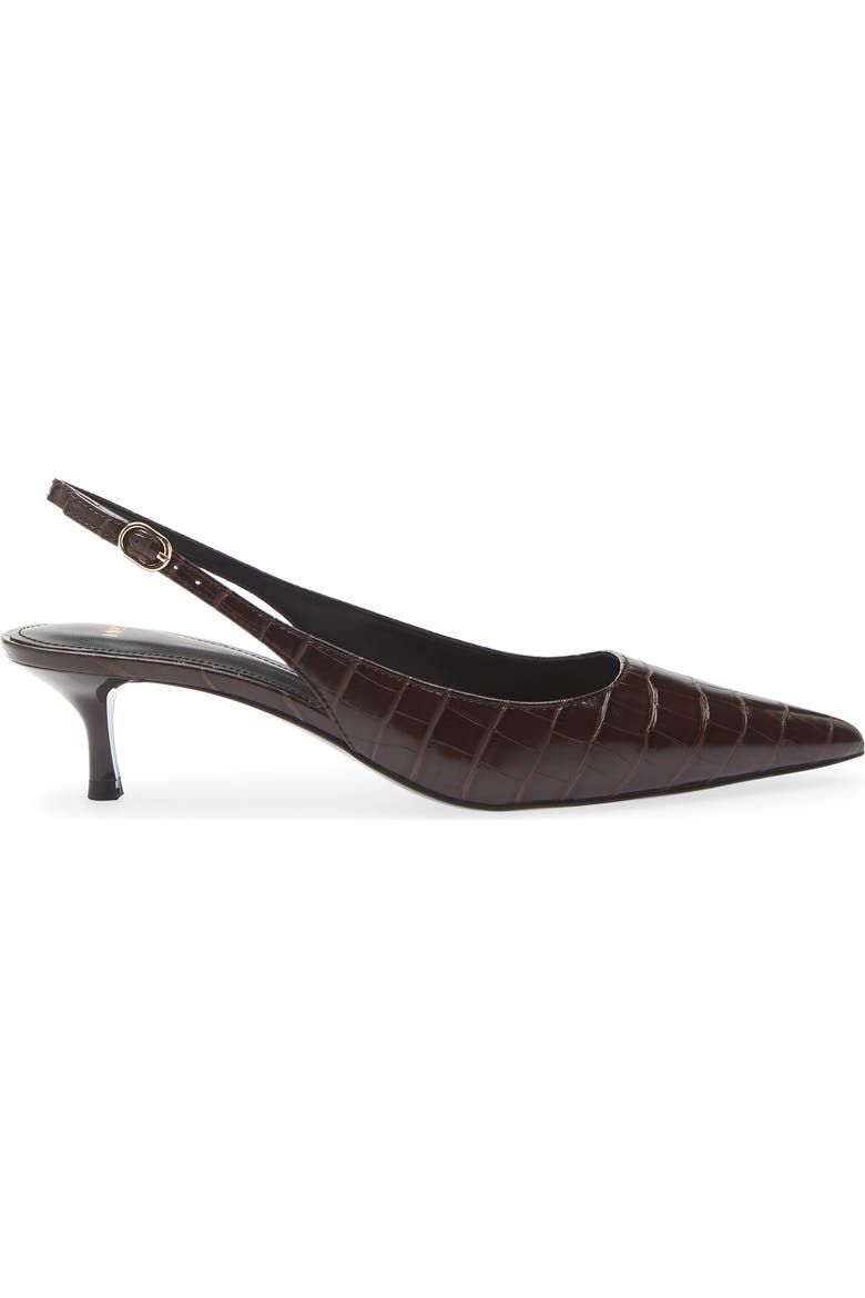 Croc Embossed Slingback Kitten Heel Pump