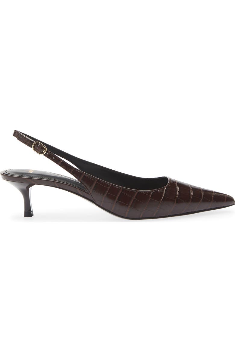 Croc Embossed Slingback Kitten Heel Pump