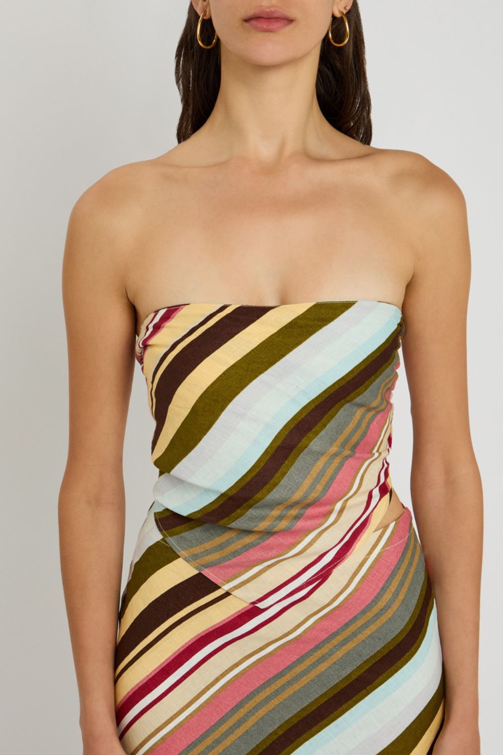 Faithfull Antibes striped strapless linen top