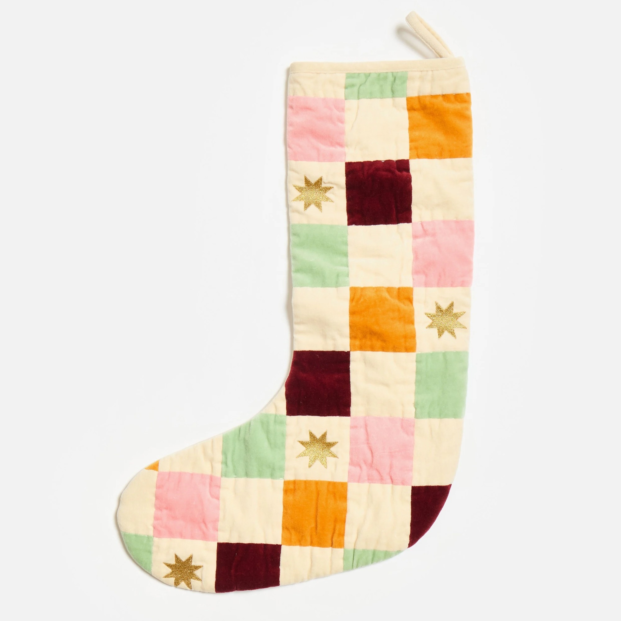 Oliver Bonas Velvet Patchwork Christmas Stocking