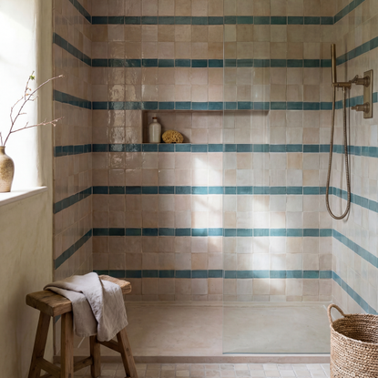 Baked tiles wet room