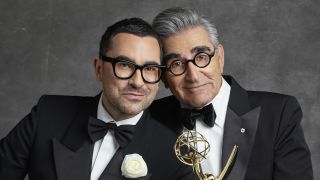 Dan and Eugene Levy standing together for the 2024 Emmys