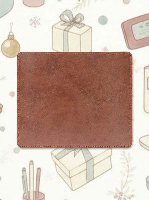 Newplenty Coffee Leather Mousepad With Non-Slip Rubber Base, 9.45 x 7.87 Inch