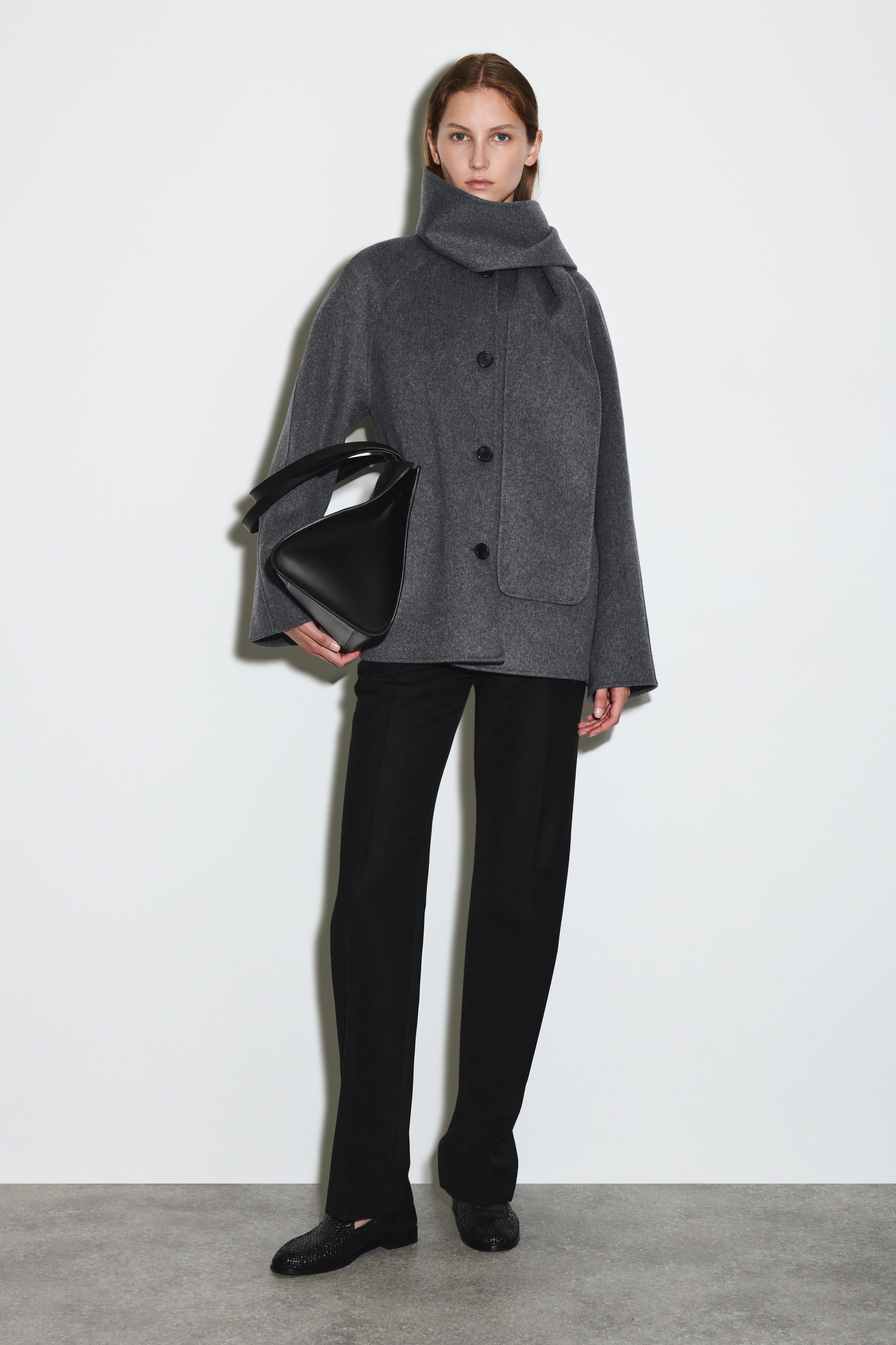 Double-Faced Wool Scarf Short Jacket