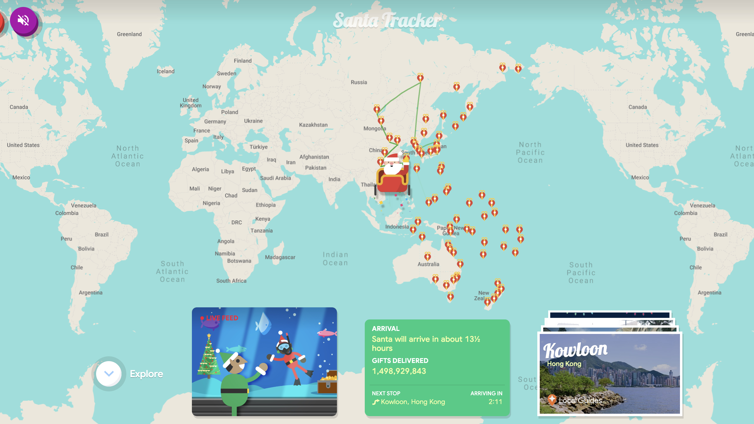 Google Santa Tracker Zoomed Out